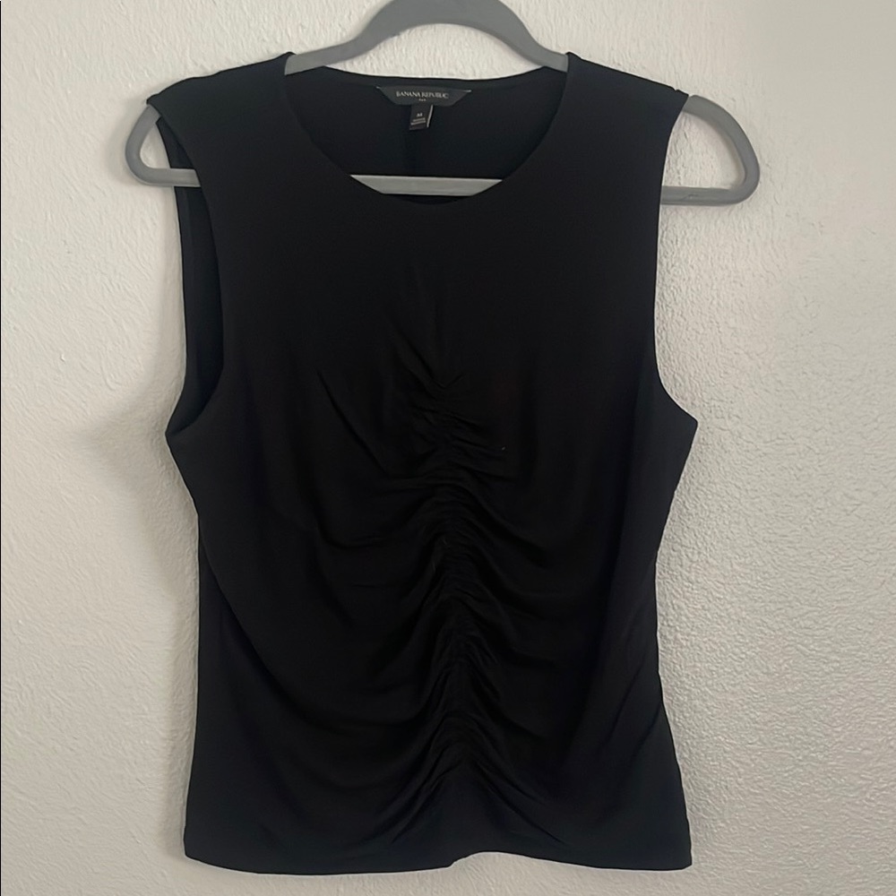 Banana Republic Ruched Black Tank, M